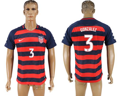 USA #3 Gonzalez Away Soccer Country Jersey USA #3 Gonzalez Away Soccer Country Jersey