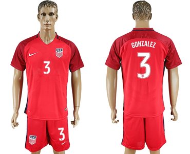 USA #3 Gonzalez Red Home Soccer Country Jersey USA #3 Gonzalez Red Home Soccer Country Jersey