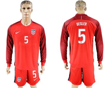 USA #5 Besler Home Long Sleeves Soccer Country Jersey USA #5 Besler Home Long Sleeves Soccer Country Jersey