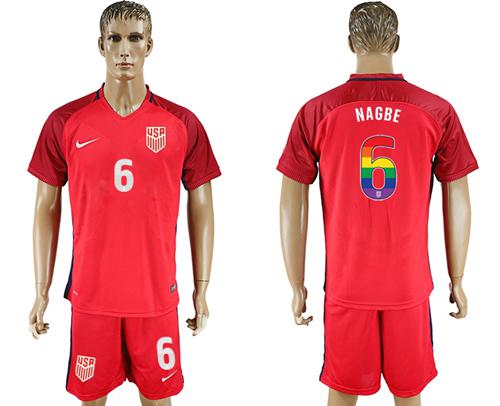 USA #6 Nagbe Red Rainbow Soccer Country Jersey USA #6 Nagbe Red Rainbow Soccer Country Jersey