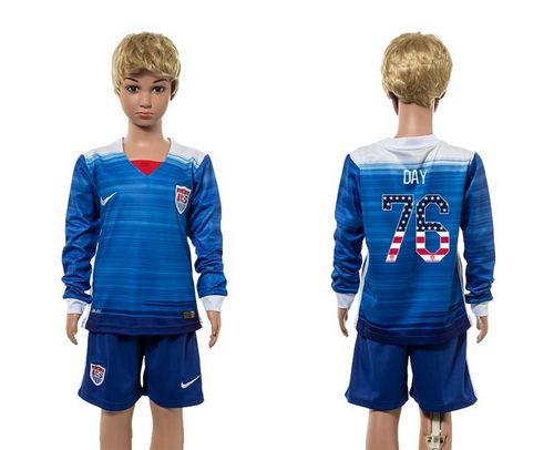 USA #76 Day Independence Day Away Long Sleeves Kid Soccer  Country Jersey