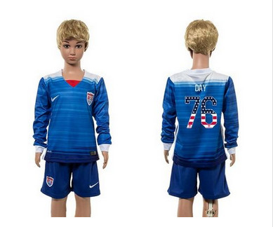 USA #76 Day Independence Day Away Long Sleeves Kid Soccer Country Jersey