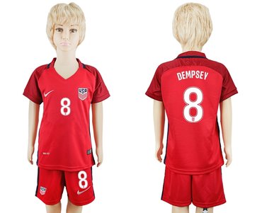 USA #8 Dempsey Home Kid Soccer Country Jersey