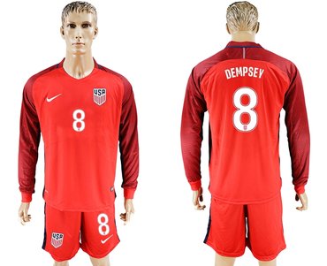 USA #8 Dempsey Home Long Sleeves Soccer Country Jersey