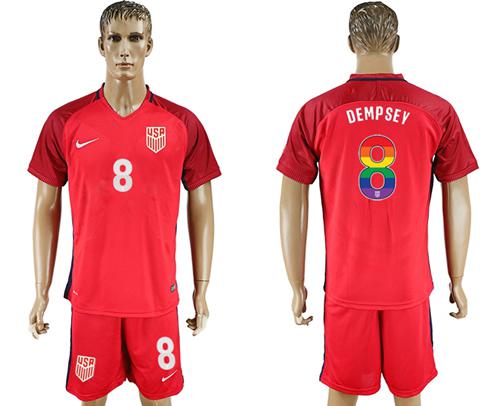USA #8 Dempsey Red Rainbow Soccer Country Jersey USA #8 Dempsey Red Rainbow Soccer Country Jersey