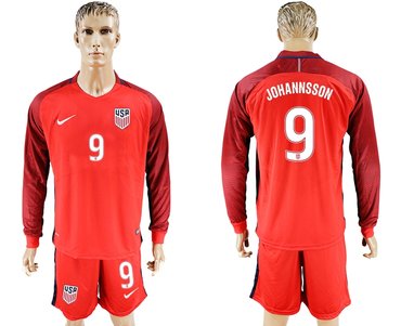 USA #9 Johannsson Home Long Sleeves Soccer Country Jersey
