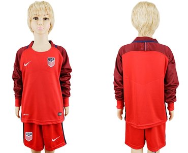 USA Blank Home Long Sleeves Kid Soccer Country Jersey