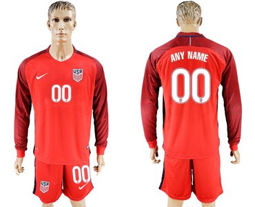 USA Personalized Home Long Sleeves Custom Soccer Country Jersey
