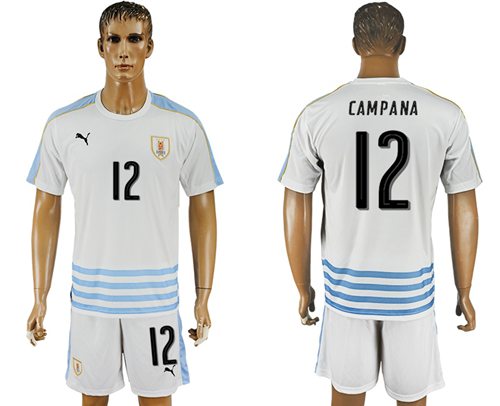 Uruguay #12 Campana Away Soccer Country Jersey Uruguay #12 Campana Away Soccer Country Jersey