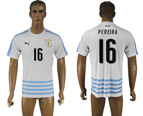 Uruguay #16 Pereira Away Soccer Country Jersey Uruguay #16 Pereira Away Soccer Country Jersey