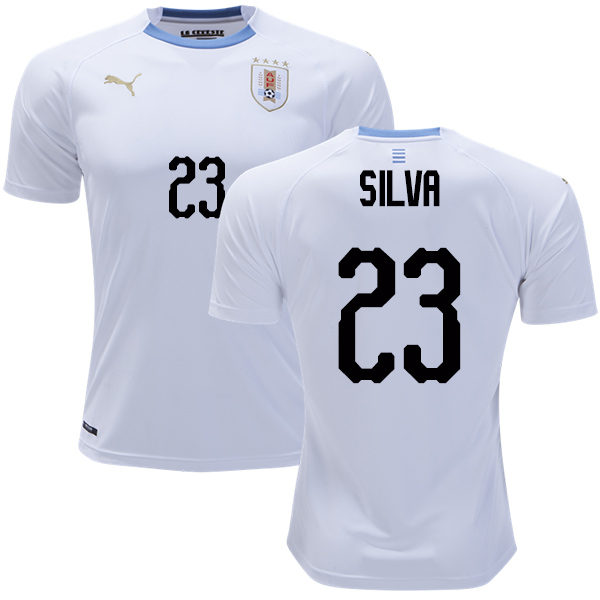Uruguay #23 Silva Away Soccer Country Jersey Uruguay #23 Silva Away Soccer Country Jersey