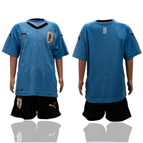 Uruguay Blank Home Kid Soccer Country Jersey Uruguay Blank Home Kid Soccer Country Jersey