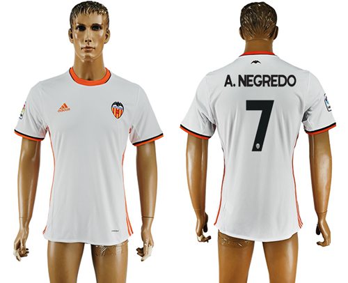 Valencia #7 A.Negredo Home Soccer Club Jersey.
