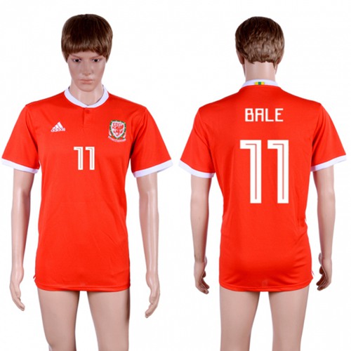 Wales #11 Bale Red Home Soccer Country Jersey