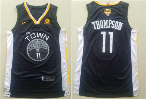 Warriors #11 Klay Thompson Black City Edition 2018 NBA Finals Nike Swingman Jersey