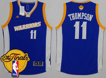 Warriors #11 Klay Thompson Royal Stretch Crossover The Finals Patch Stitched NBA Jersey Warriors #11 Klay Thompson Royal Stretch Crossover The Finals Patch Stitched NBA Jersey