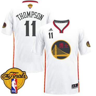 Warriors #11 Klay Thompson White 2017 Chinese New Year The Finals Patch Stitched NBA Jersey