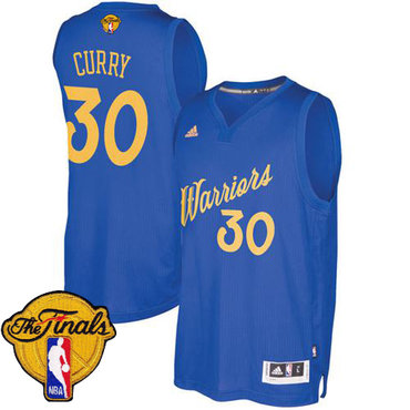 Warriors #30 Stephen Curry Blue 2016-2017 Christmas Day The Finals Patch Stitched NBA Jersey