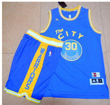 Warriors #30 Stephen Curry Blue Throwback The City A Set Stitched NBA Jersey