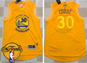 Warriors #30 Stephen Curry Gold AU 2017 New The Finals Patch Stitched NBA Jersey