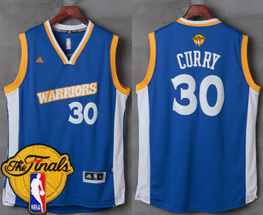 Warriors #30 Stephen Curry Royal Stretch Crossover The Finals Patch Stitched NBA Jersey