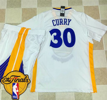 Warriors #30 Stephen Curry White Long Sleeve A Set The Finals Patch Stitched NBA Jersey
