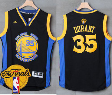 Warriors #35 Kevin Durant Black Blue The Finals Patch Stitched NBA Jersey