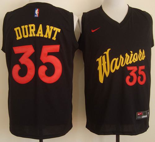 Warriors #35 Kevin Durant Black Fashion Stitched NBA Jersey