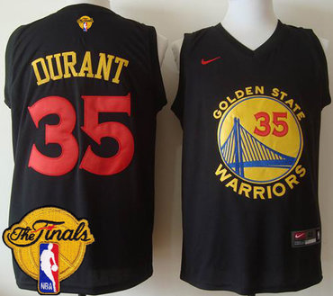 Warriors #35 Kevin Durant Black New Fashion The Finals Patch Stitched NBA Jersey