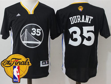 Warriors #35 Kevin Durant Black Slate The Finals Patch Stitched NBA Jersey
