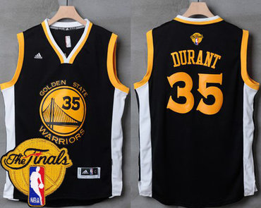 Warriors #35 Kevin Durant Black White The Finals Patch Stitched NBA Jersey