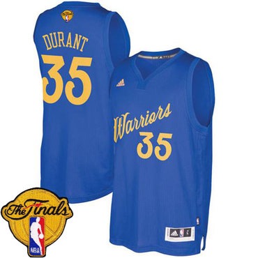 Warriors #35 Kevin Durant Blue 2016-2017 Christmas Day The Finals Patch Stitched NBA Jersey