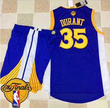 Warriors #35 Kevin Durant Blue A Set The Finals Patch Stitched NBA Jersey