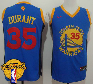 Warriors #35 Kevin Durant Blue Red No. Fashion The Finals Patch Stitched NBA Jersey