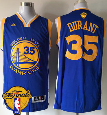 Warriors #35 Kevin Durant Blue Road The Finals Patch Stitched NBA Jersey