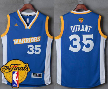Warriors #35 Kevin Durant Royal Stretch Crossover The Finals Patch Stitched NBA Jersey