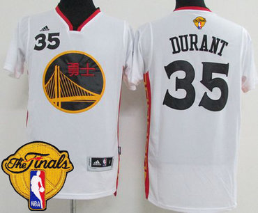 Warriors #35 Kevin Durant White 2017 Chinese New Year The Finals Patch Stitched NBA Jersey