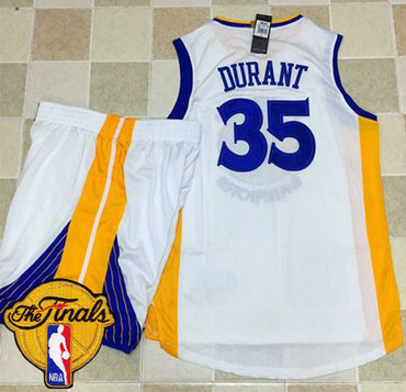 Warriors #35 Kevin Durant White A Set The Finals Patch Stitched NBA Jersey