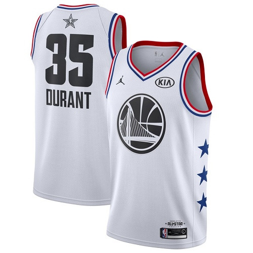 Warriors #35 Kevin Durant White Basketball Jordan Swingman 2019 All-Star Game Jersey Warriors #35 Kevin Durant White Basketball Jordan Swingman 2019 All-Star Game Jersey