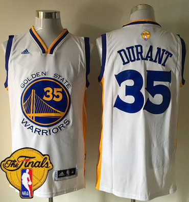 Warriors #35 Kevin Durant White Home The Finals Patch Stitched NBA Jersey