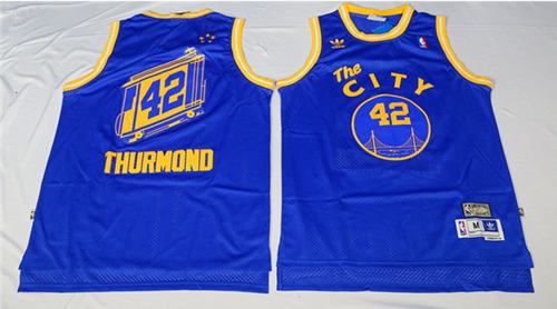 Google jerseys Warriors #42 Nate Thurmond Blue Throwback The City Stitched NBA Jersey
