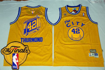 Warriors #42 Nate Thurmond Gold Throwback The City The Finals Patch Stitched NBA Jersey