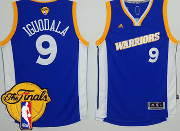 Warriors #9 Andre Iguodala Royal Stretch Crossover The Finals Patch Stitched NBA Jersey