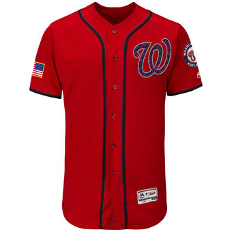 Washington Nationals Majestic Fashion Stars & Stripes FlexBase Jersey - Scarlet Washington Nationals Majestic Fashion Stars & Stripes FlexBase Jersey - Scarlet