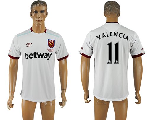 West Ham United #11 Valencia Away Soccer Club Jersey