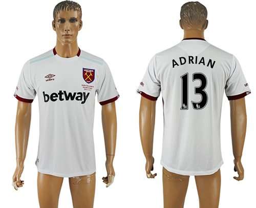 West Ham United #13 Adrian Away Soccer Club Jersey