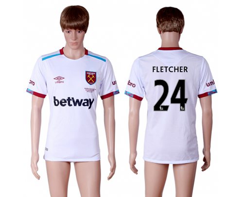 West Ham United #24 Fletcher Away Soccer Club Jersey West Ham United #24 Fletcher Away Soccer Club Jersey