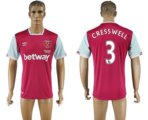 West Ham United #3 Cress Well Home Soccer Club Jersey West Ham United #3 Cress Well Home Soccer Club Jersey