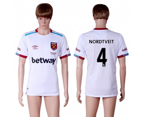 West Ham United #4 Nordtveit Away Soccer Club Jersey