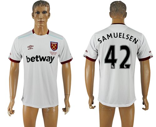 West Ham United #42 Samuelsen Away Soccer Club Jersey West Ham United #42 Samuelsen Away Soccer Club Jersey